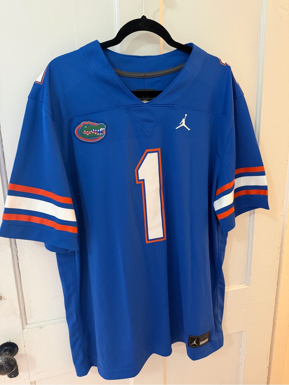 Jordan Royal Blue Dri-FIT Athletic Jersey with White and Orange Accents